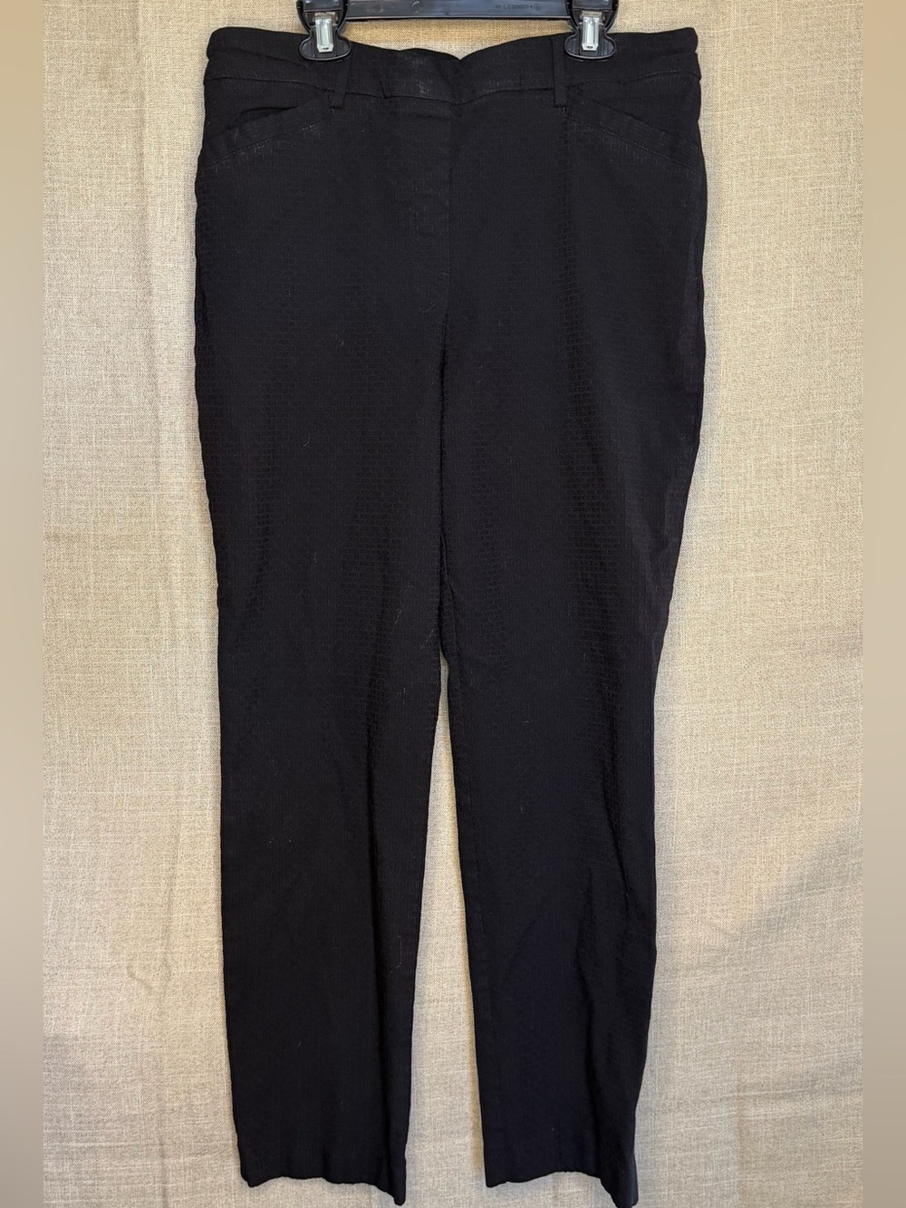 Hilary Radley Black Textured Straight Leg Pants